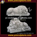 hand carving natural white stone lion sculpture